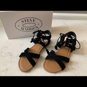 Steve Madden black tie up sandals